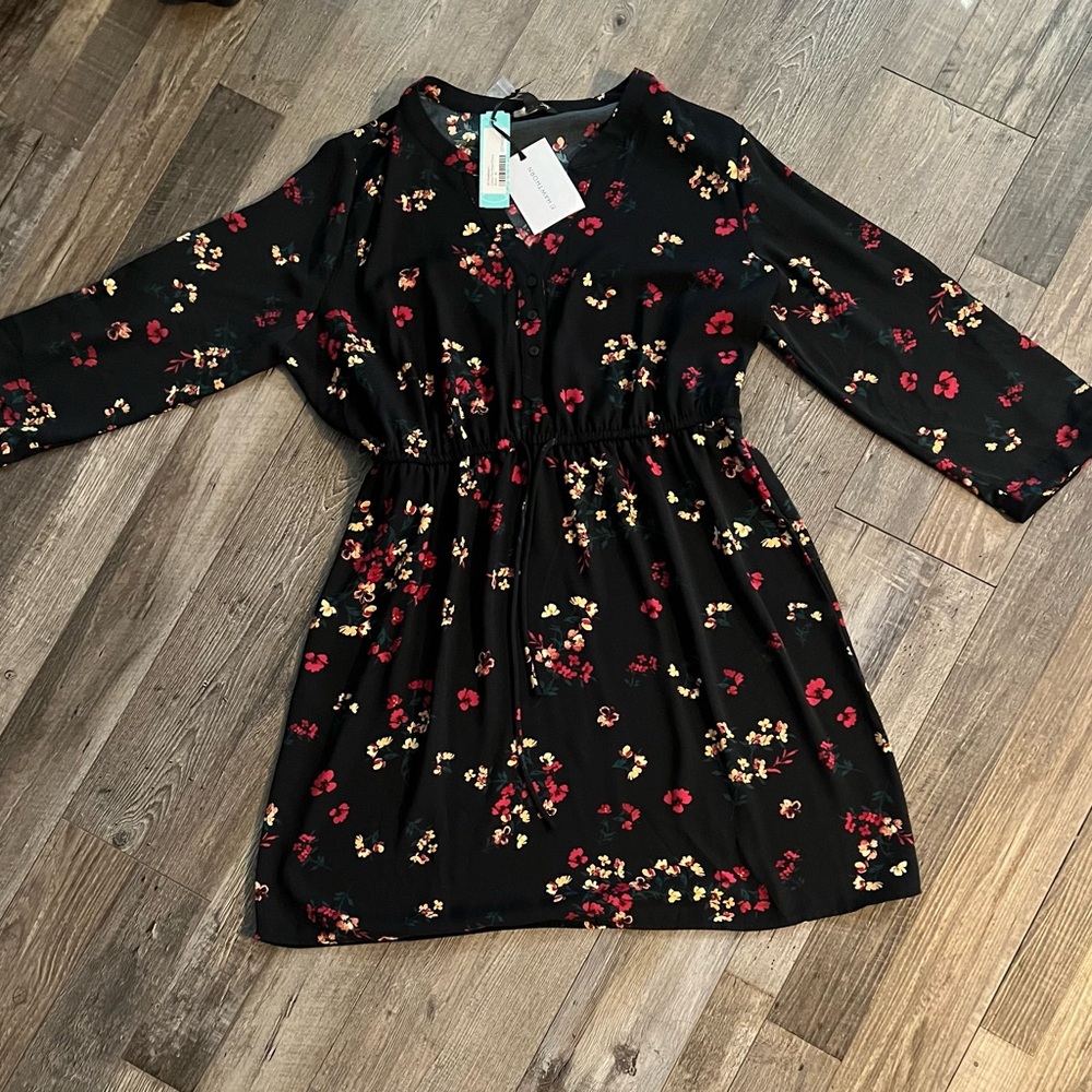 NWT 41 Hawthorn Black and Pink Long Sleeve Sundress - Picture 3 of 9